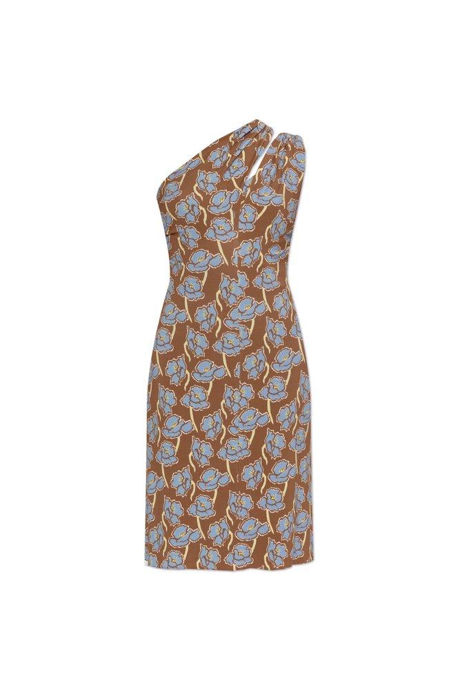 ワンピース VERSACE Printed stretch crepe one-shoulder dress Versace One Shoulder Dress in White | Lyst UK