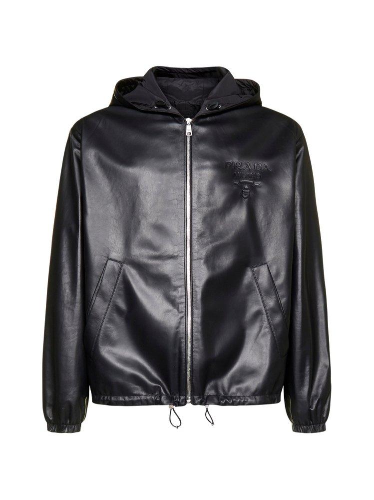 Prada Synthetic Hooded Leather Jacket in Black for Men - Save 36% | Lyst