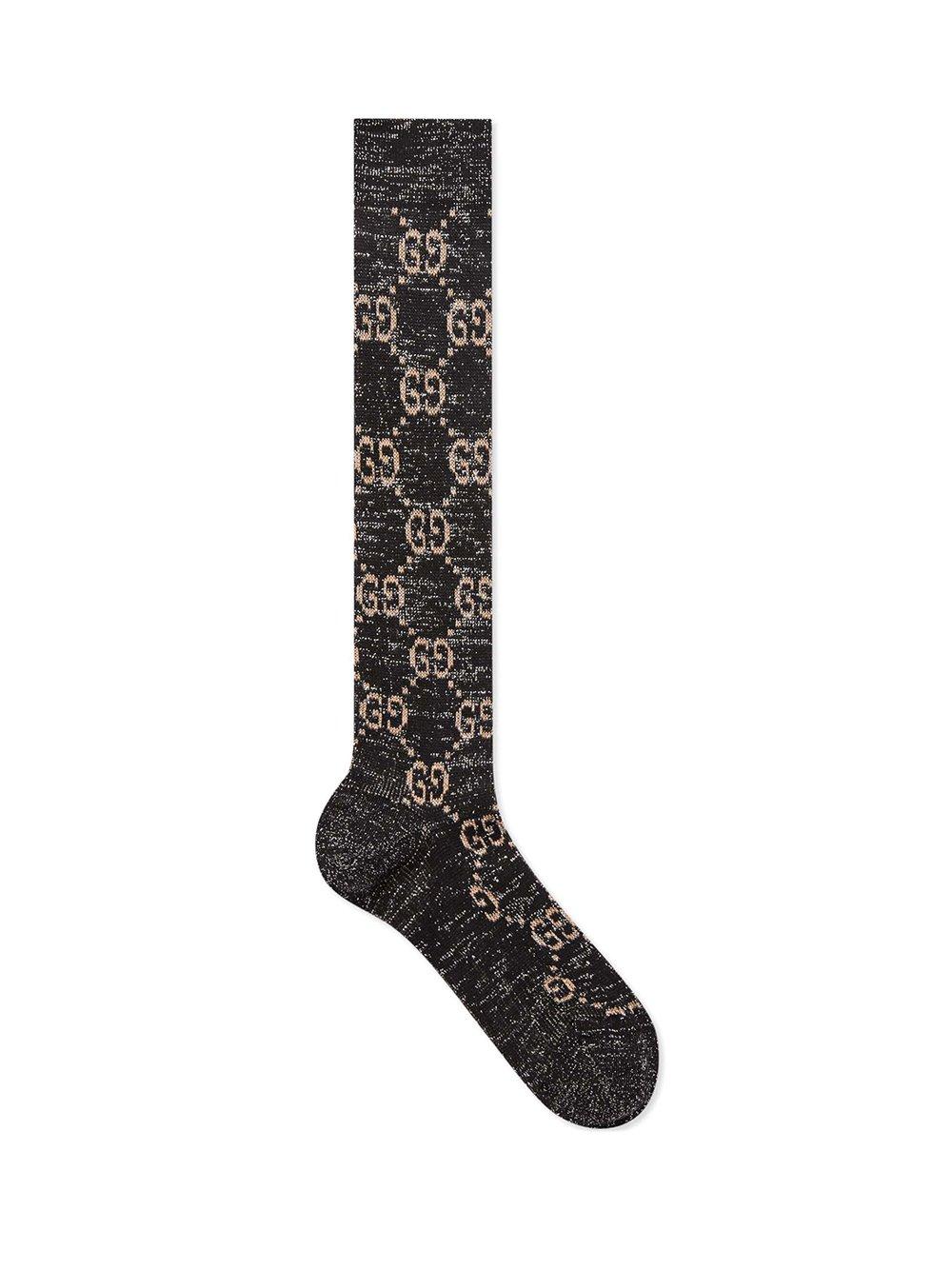 Gucci Lurex GG Motif Stretch Socks in Black Lyst