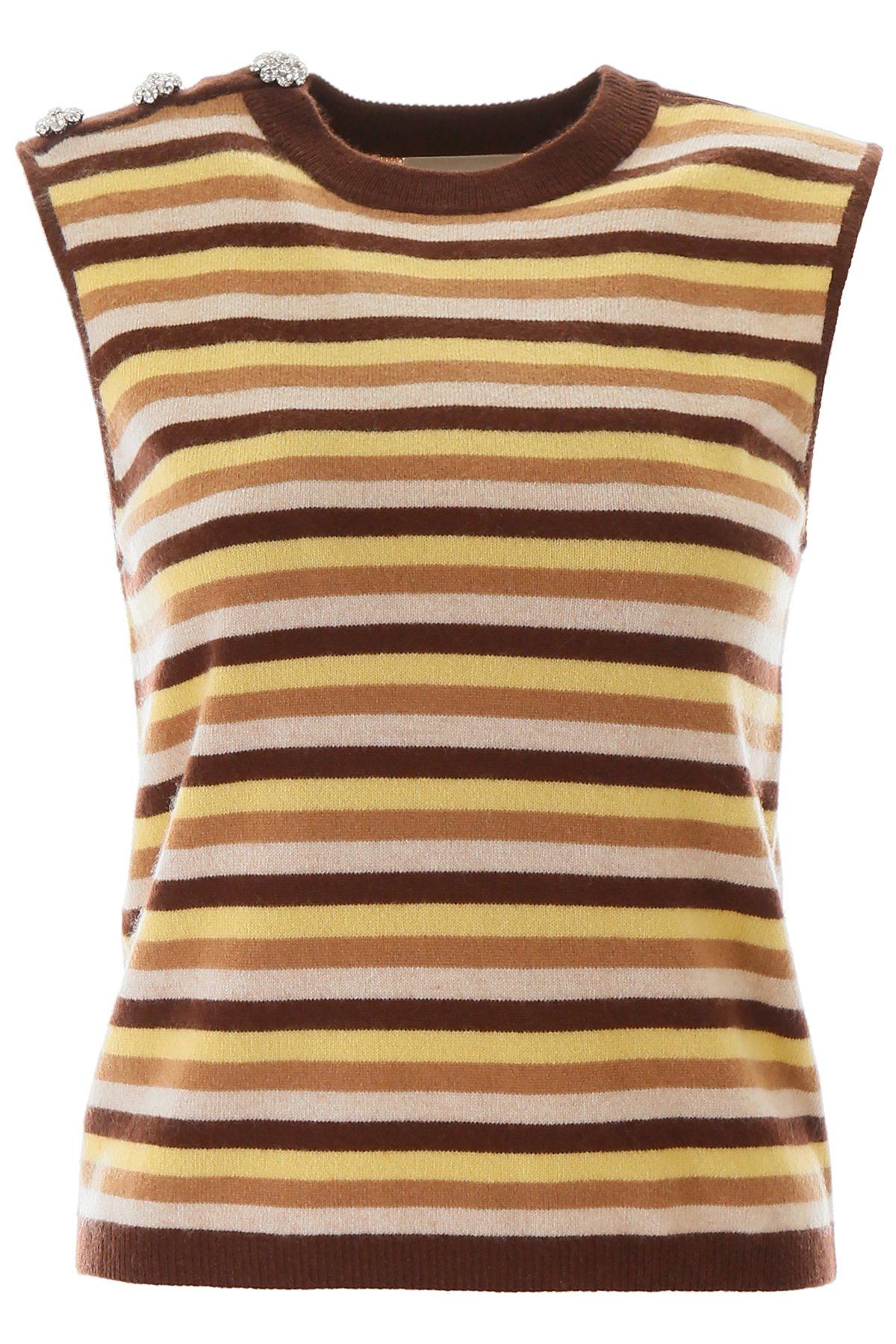 ganni striped cotton jersey pullover