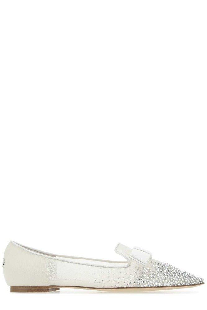 Jimmy Choo Gala Embellished Ballerina Shoes in White | Lyst