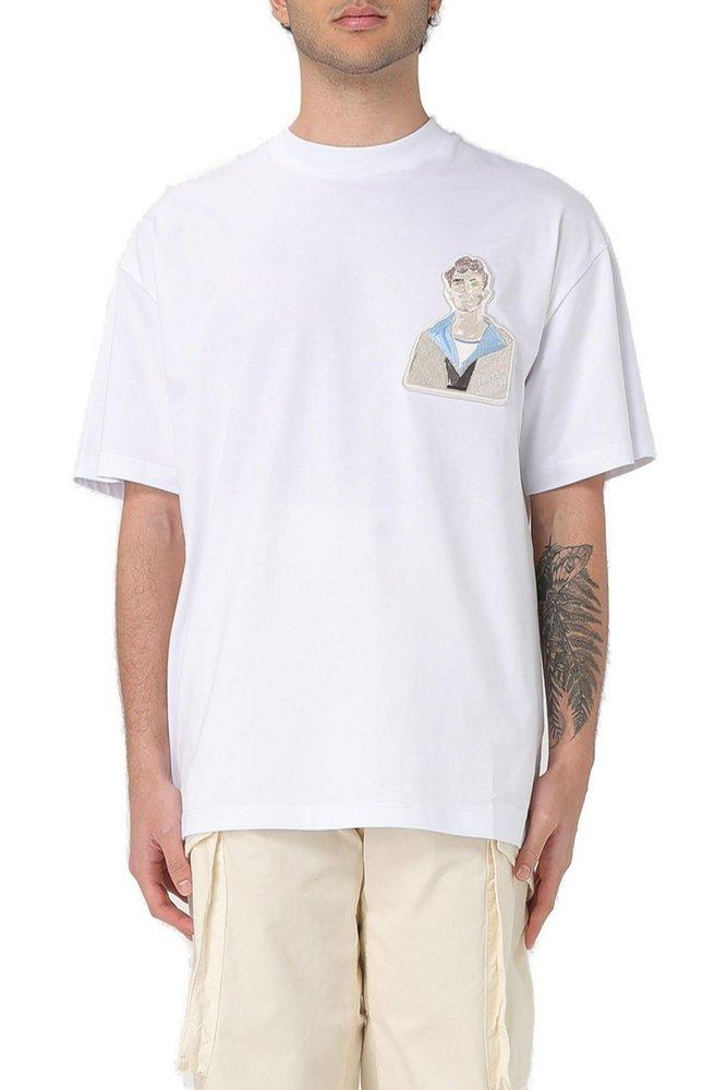 MSGM Patch Detailed Crewneck Tシャツ White MSGM T-shirts for Men | Lyst