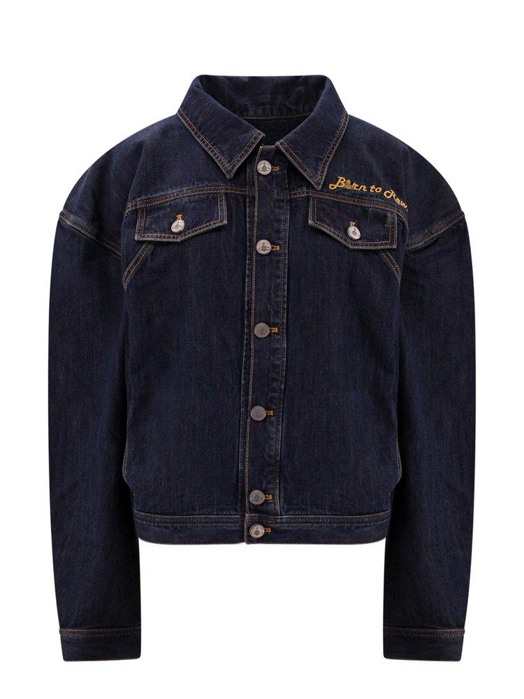 Vivienne Westwood Embroidered Buttoned Denim Jacket in Blue | Lyst