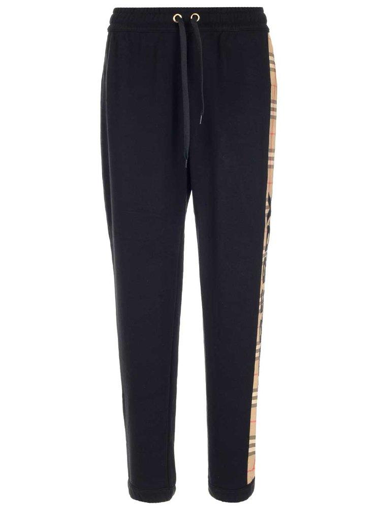 Burberry Check Stripe Track Pants in Black | Lyst