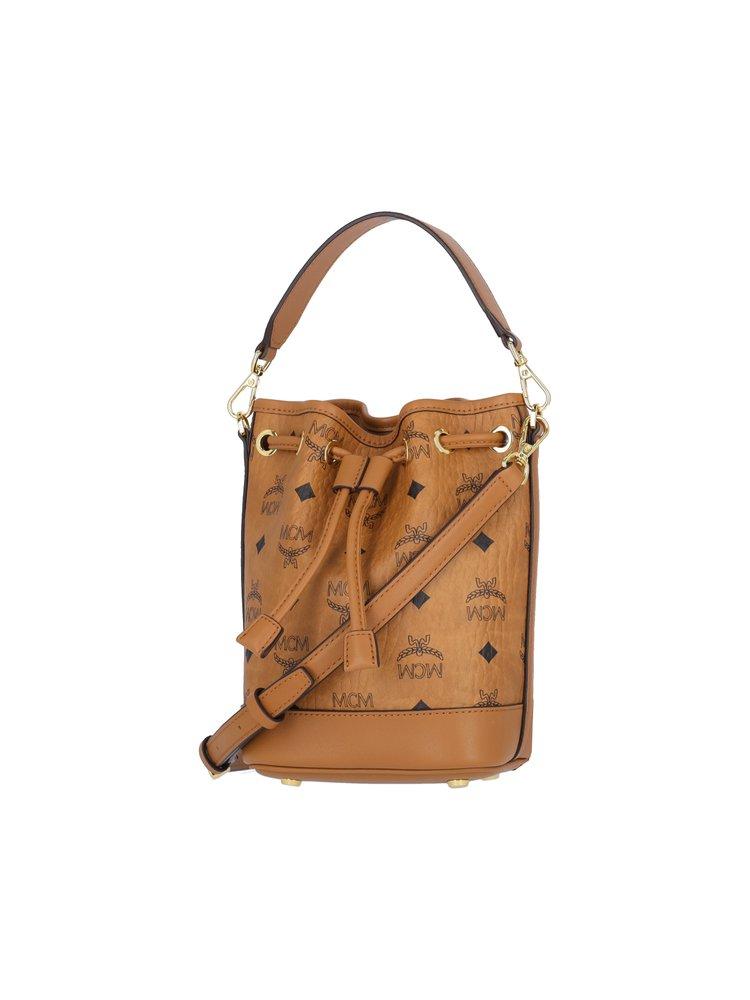 MCM Monogram Printed Drawstring Top Handle Bag in White Lyst