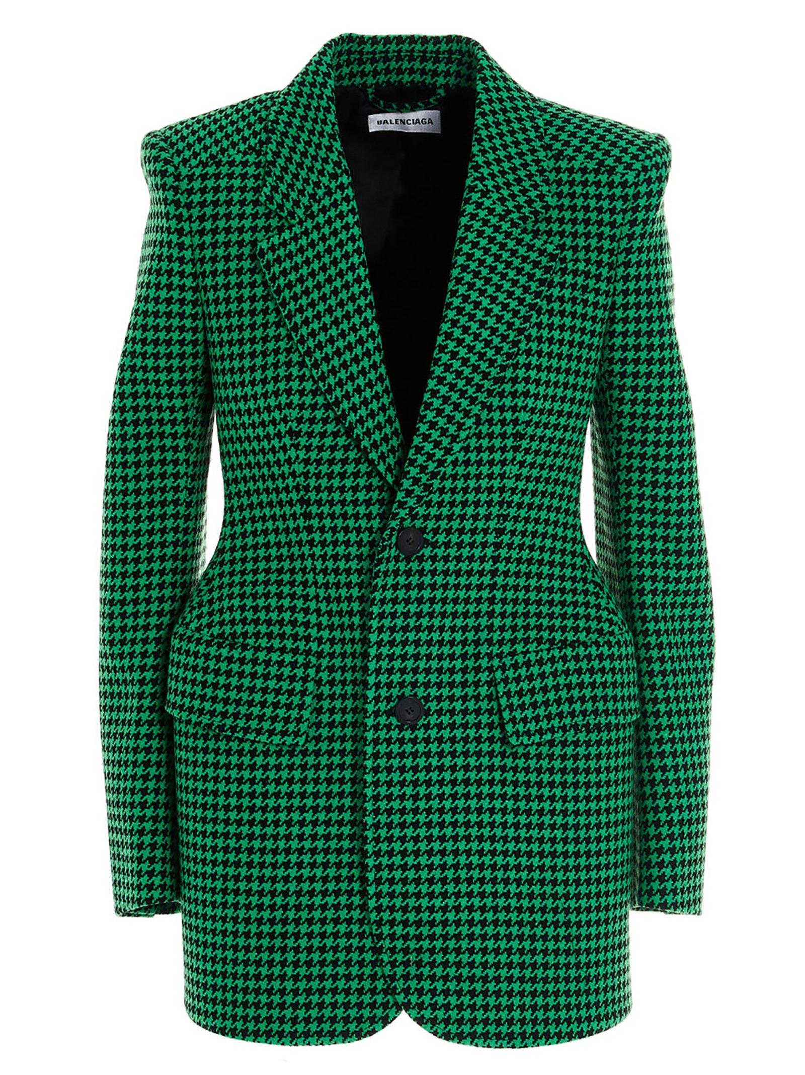 houndstooth single breasted blazer