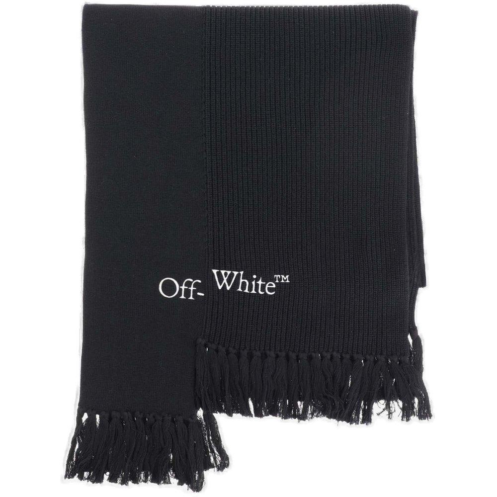 Corneliani logo-embroidered cashmere scarf - Black