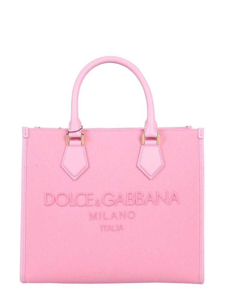 Dolce & Gabbana Logo Embroidered Tote Bag in Pink