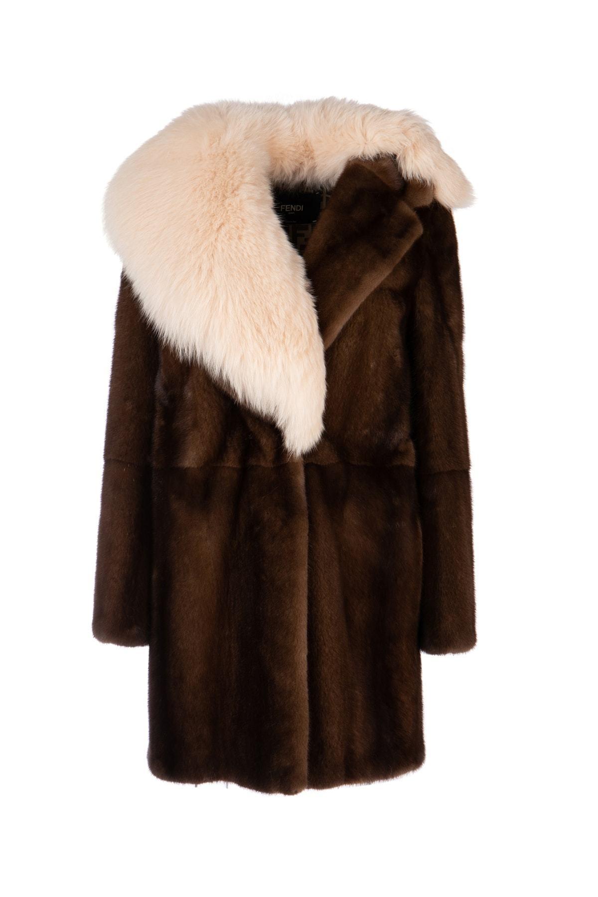 Fendi Asymmetric Fur Coat in Brown - Lyst