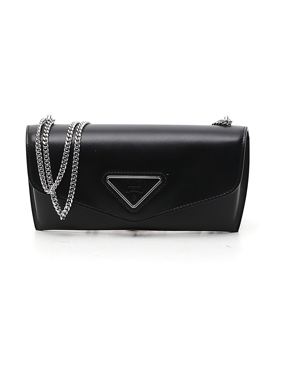 Prada Strapped Envelope Clutch Bag in Black | Lyst