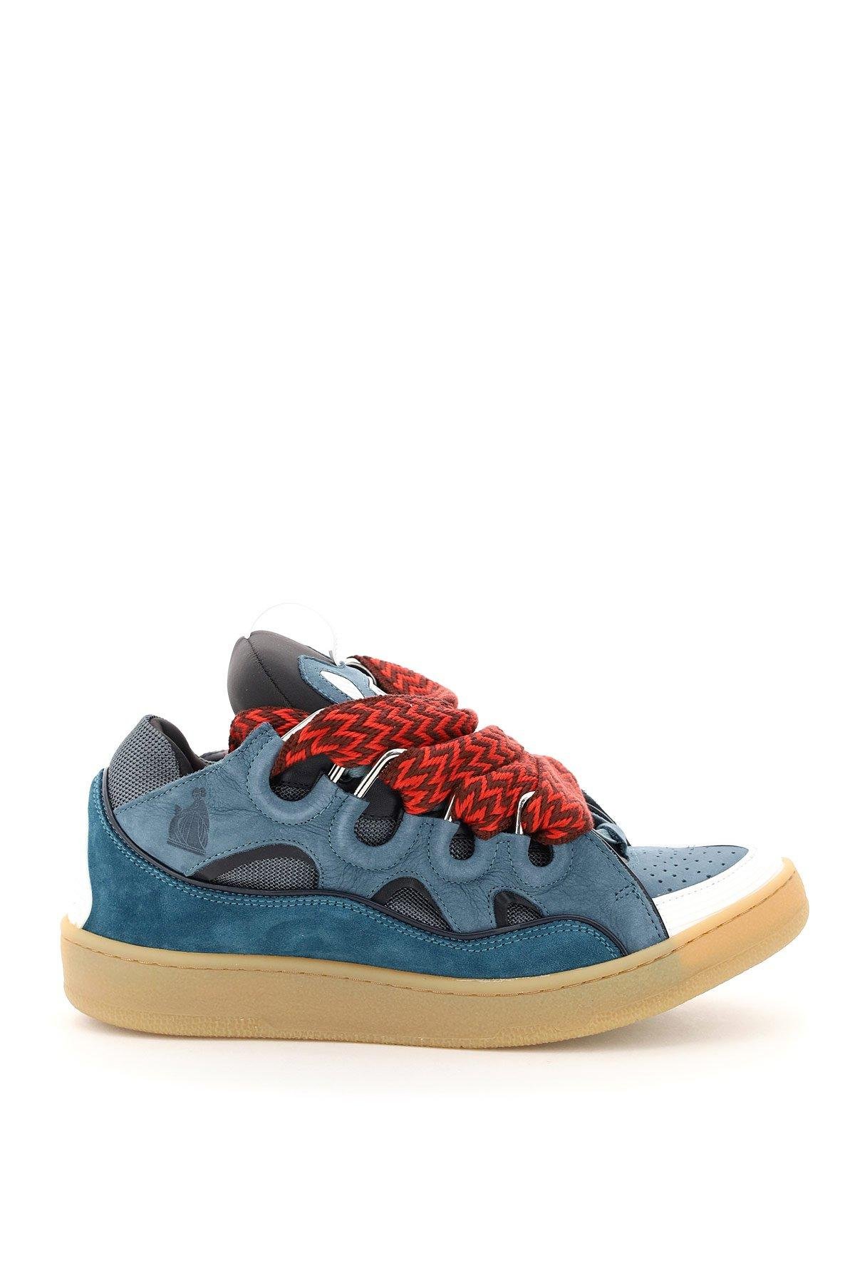 Lanvin Synthetic Curb Lace-up Sneakers in Blue for Men - Lyst