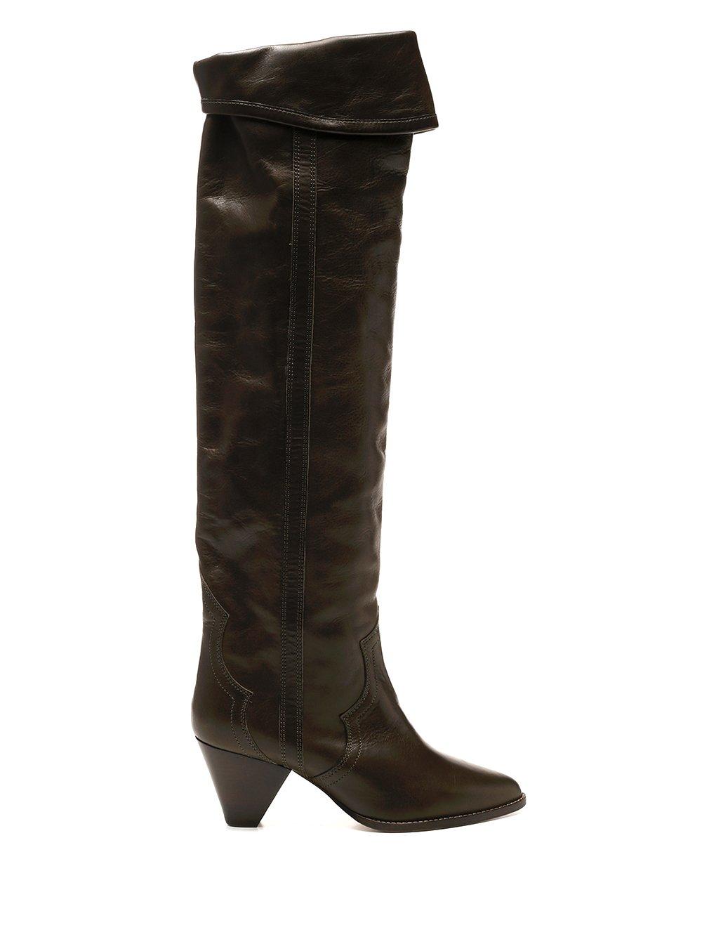 Isabel Marant Leather Remko Thigh High Boots in Green - Lyst