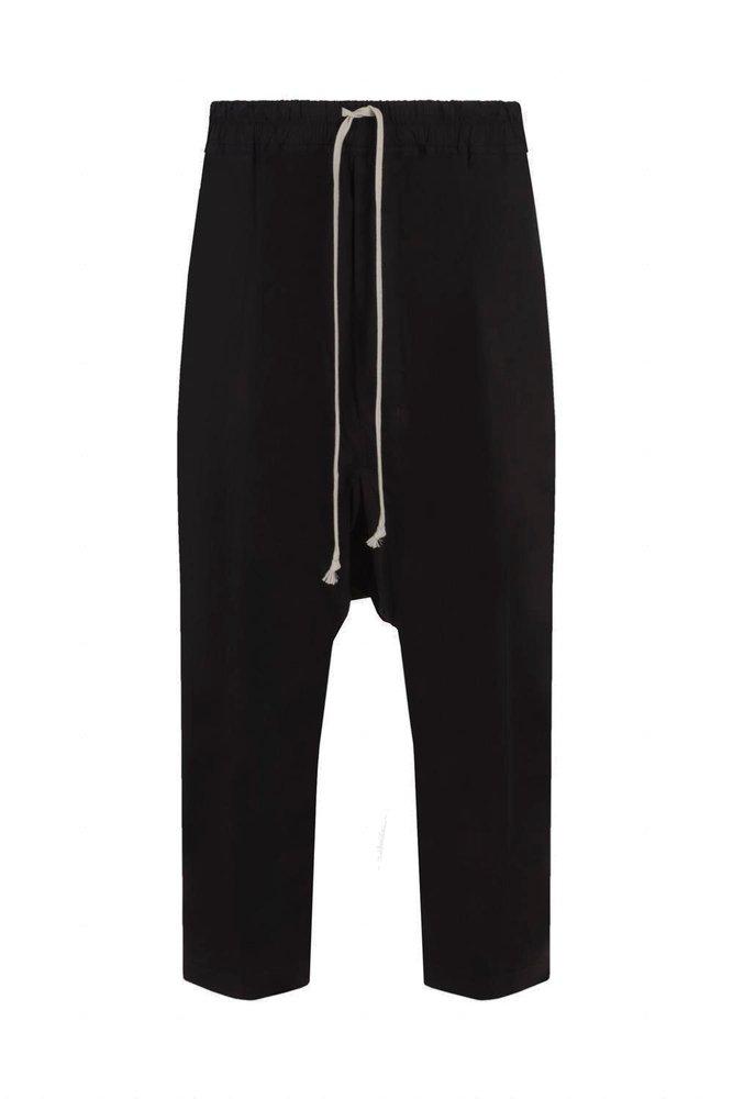 Rick Owens Drop Crotch Tapered Leg Trousers in Black for Men