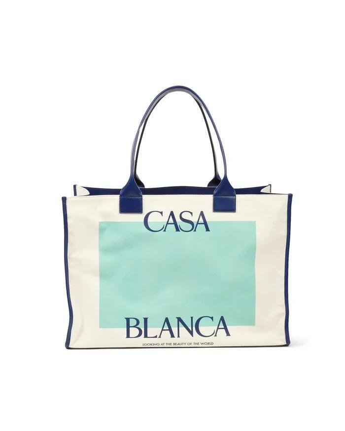 CASABLANCA Logo Printed Open Top Tote Bag in Blue Lyst UK
