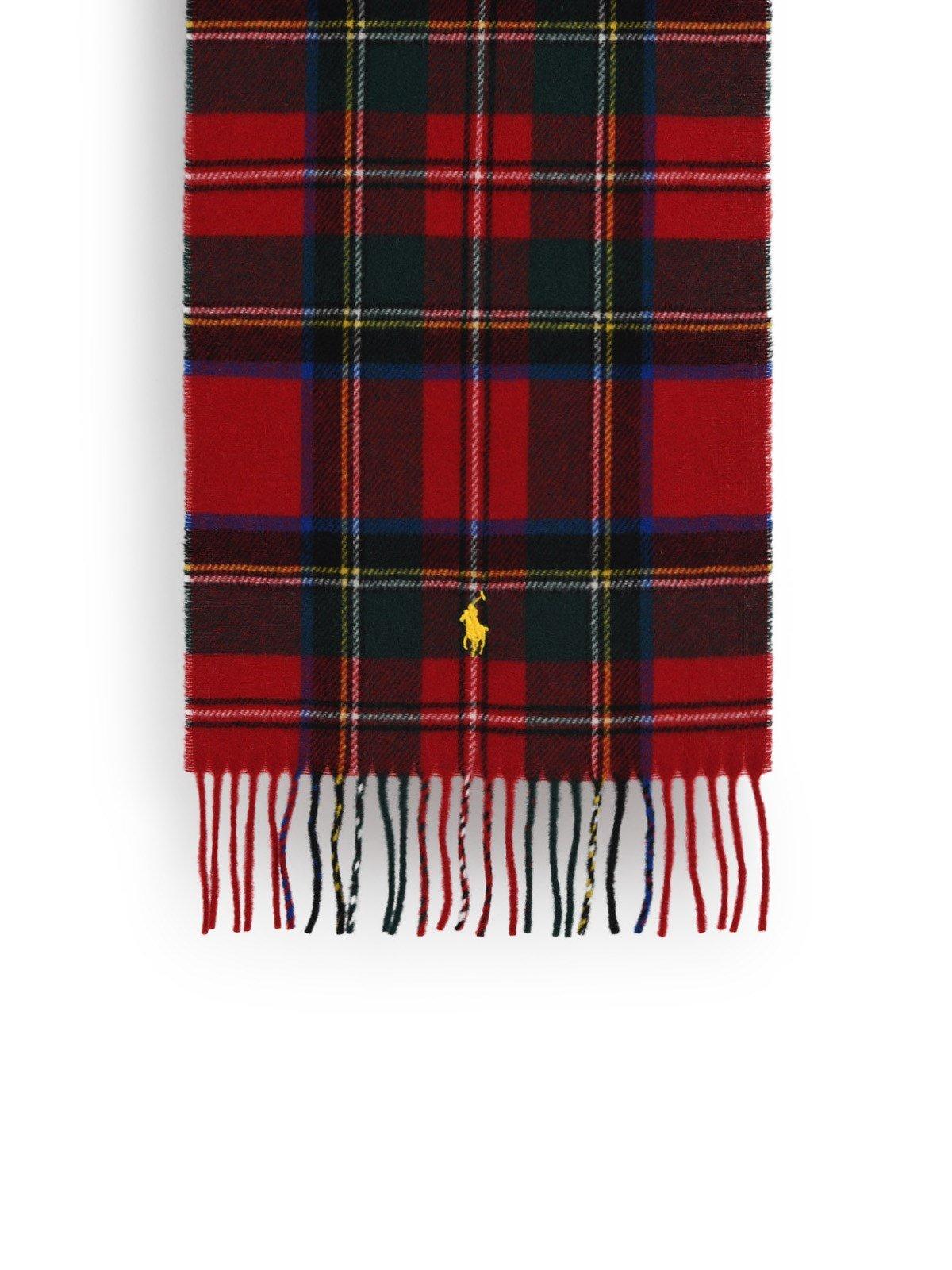 Polo Ralph Lauren Wool Green And Red Check Scarf for Men - Lyst