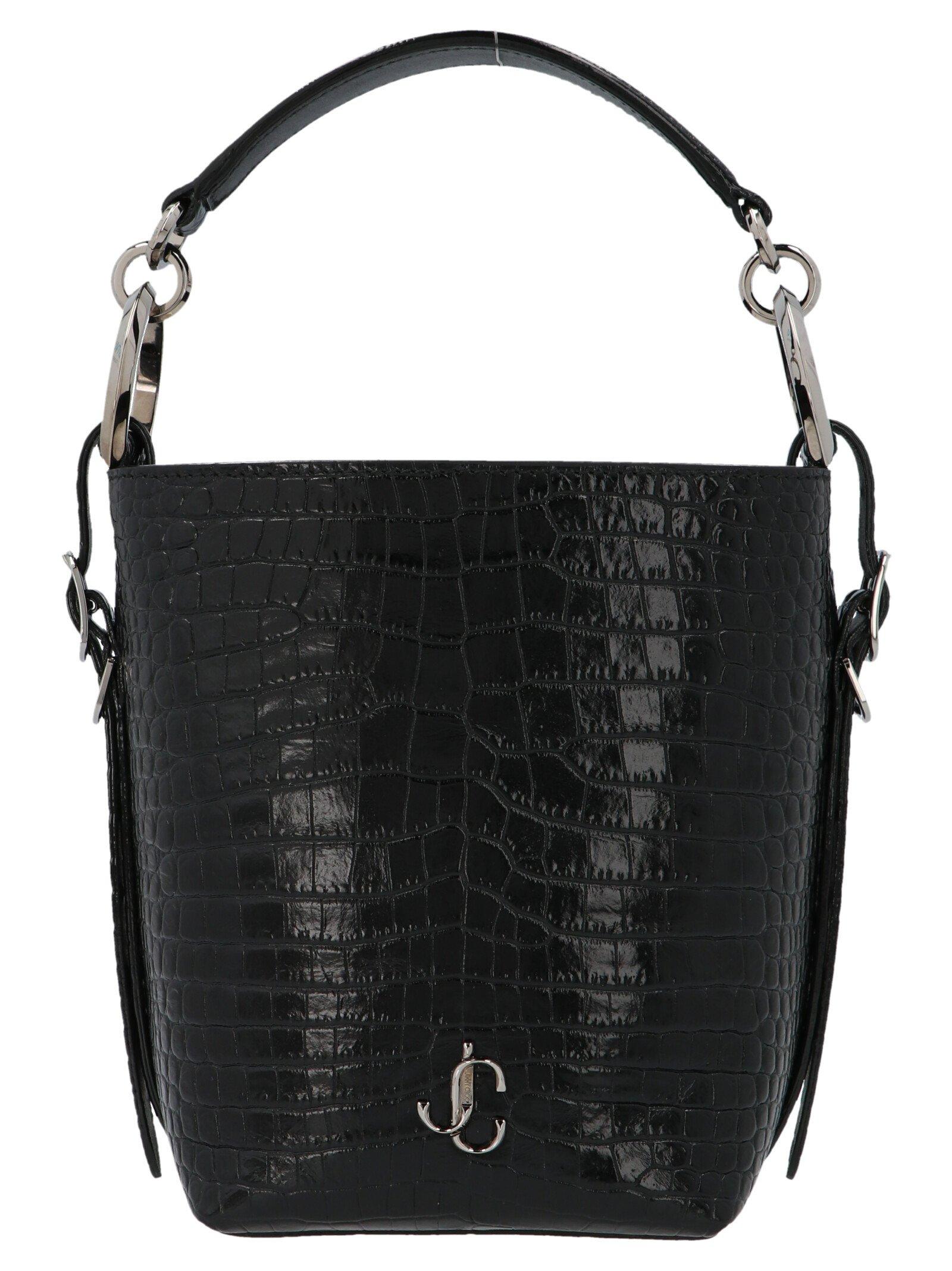 Jimmy Choo Leather Varenne Embossed Bucket Bag in Black Lyst