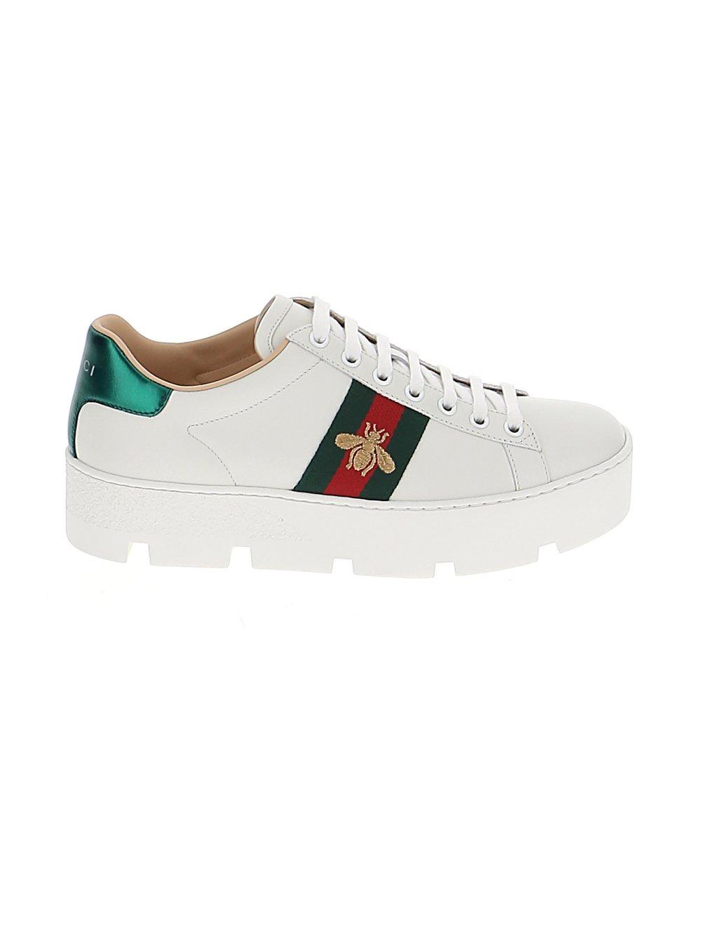 Gucci Leather Ace Platform Sneakers in White - Lyst
