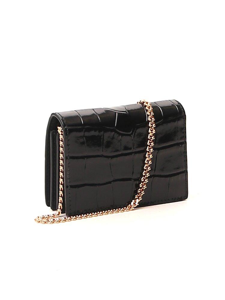 小物 alexander mcqueen skull wallet chain ALEXANDER MCQUEEN Metallic Calfskin Skull Wallet on Chain