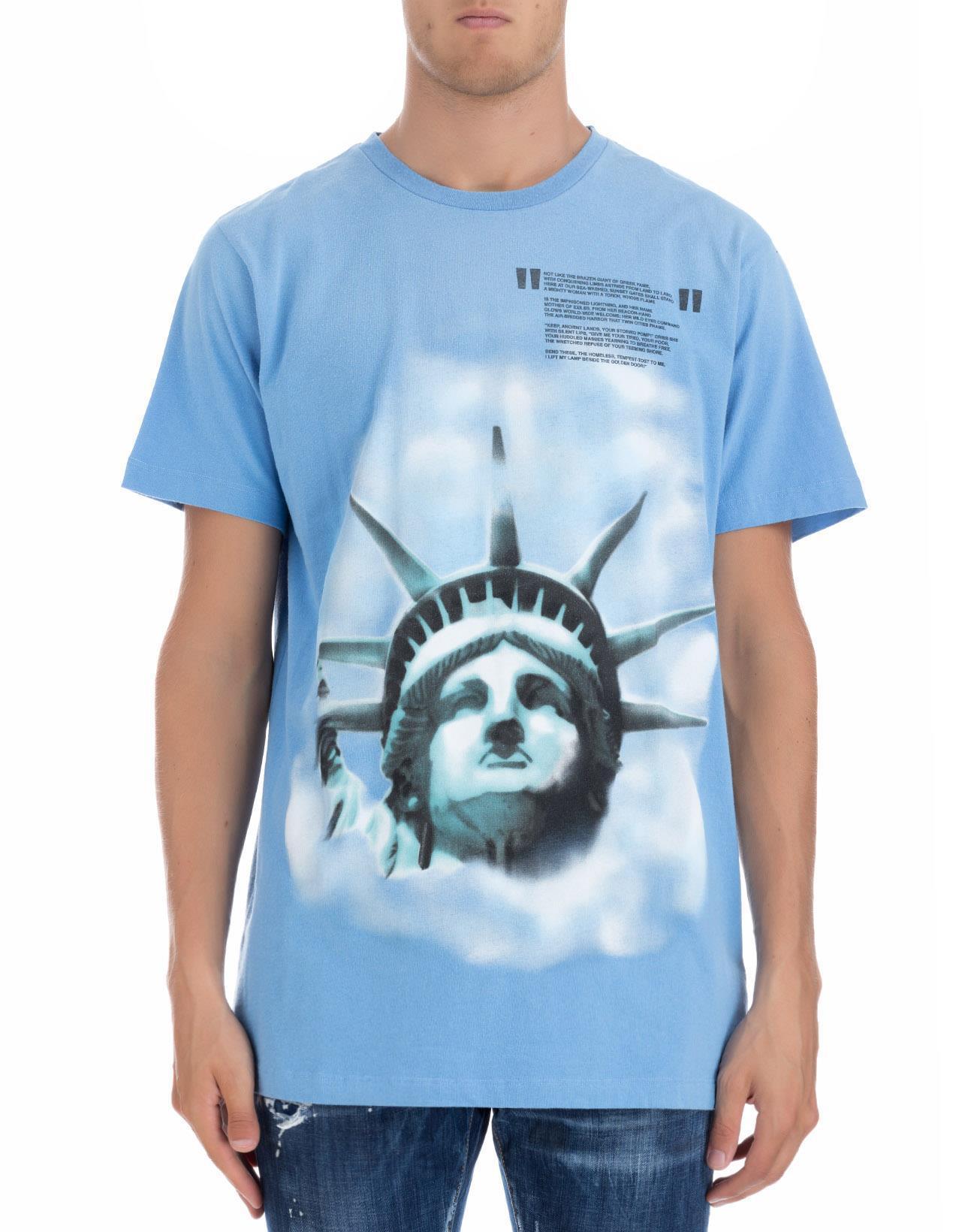 Off-White c/o Virgil Abloh Cotton Liberty T-shirt in Blue for Men 