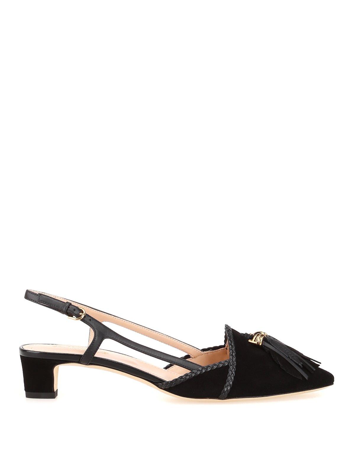 Tod's Leather Leaf Charm Slingback Pumps in Black - Lyst