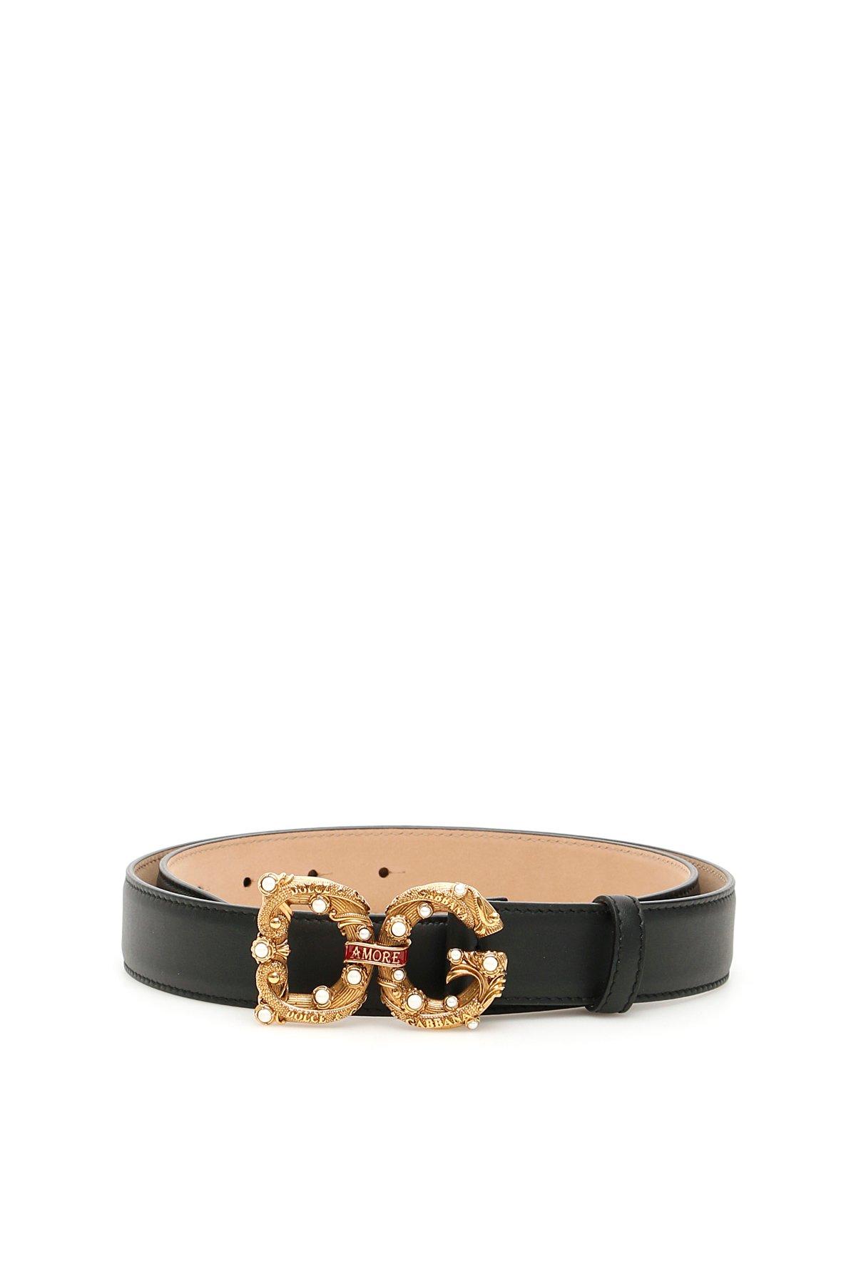 Dolce & Gabbana Leather Dg Amore Belt in Black - Lyst