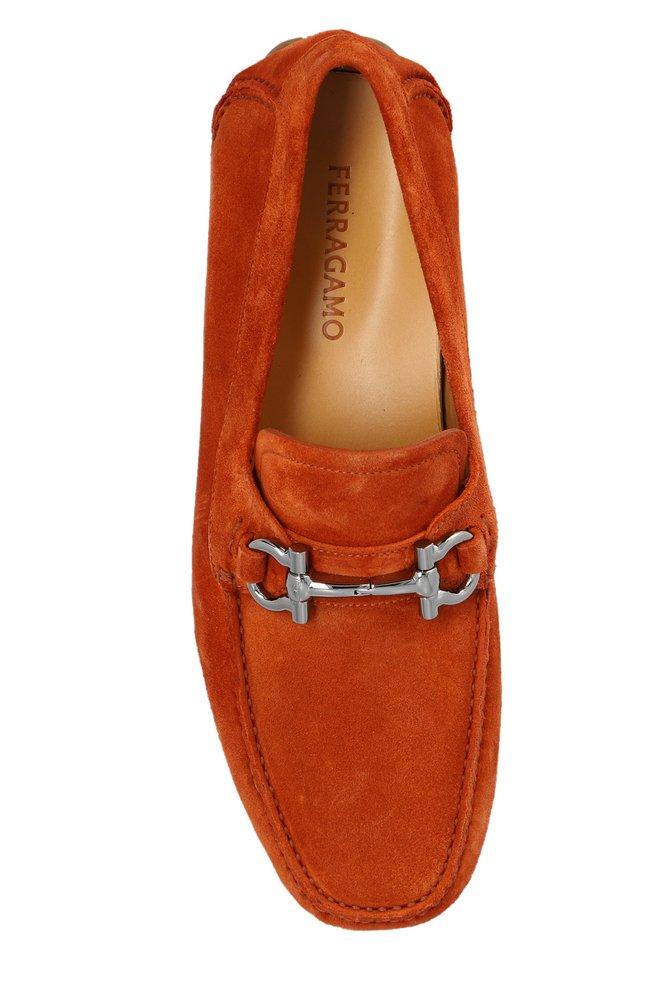 Ferragamo Gancini-buckle leather moccasins - Brown
