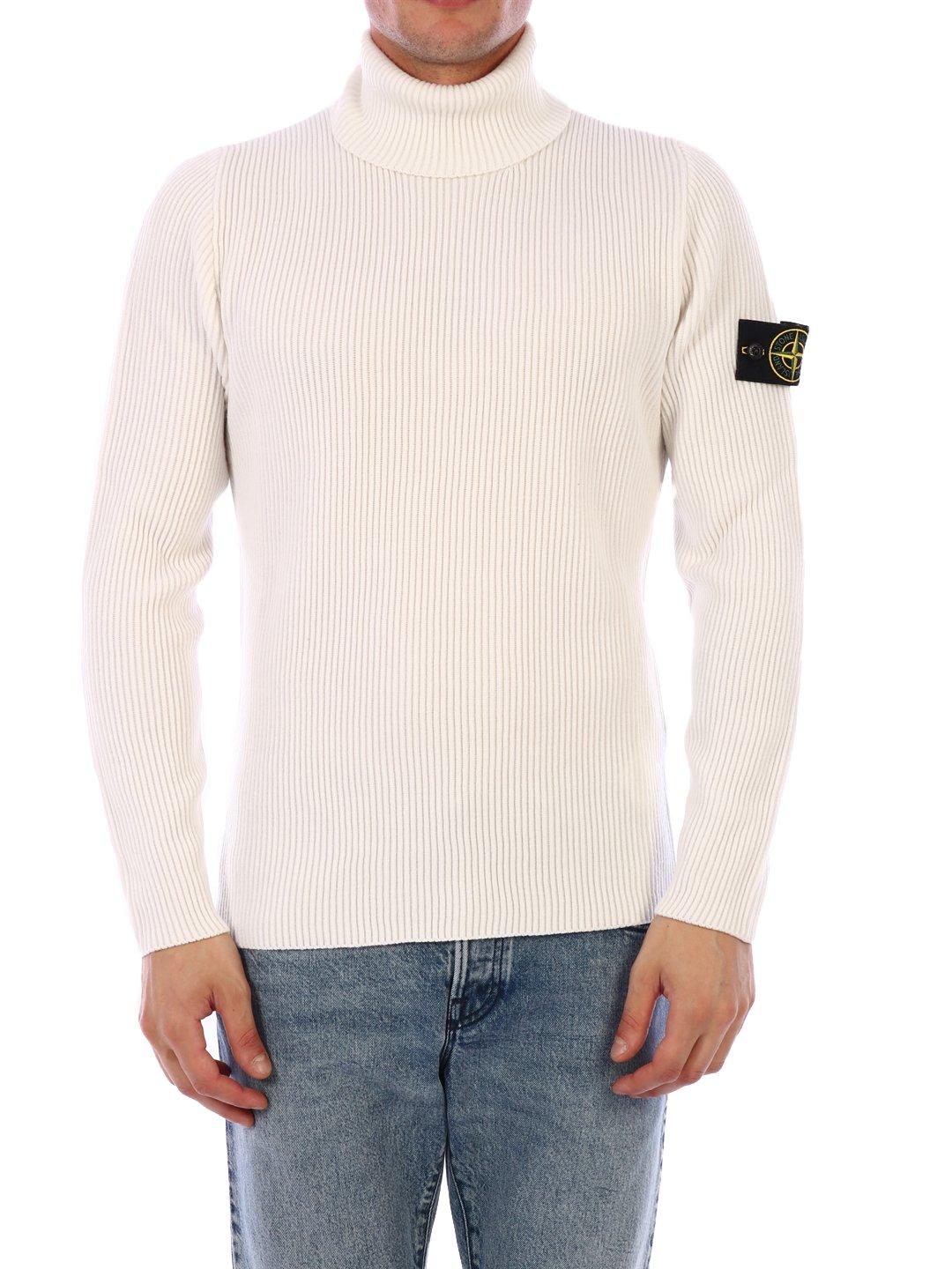 Stone Island Ribbed Wool Turtleneck Sweater in White for Men - Save 23% -  Lyst