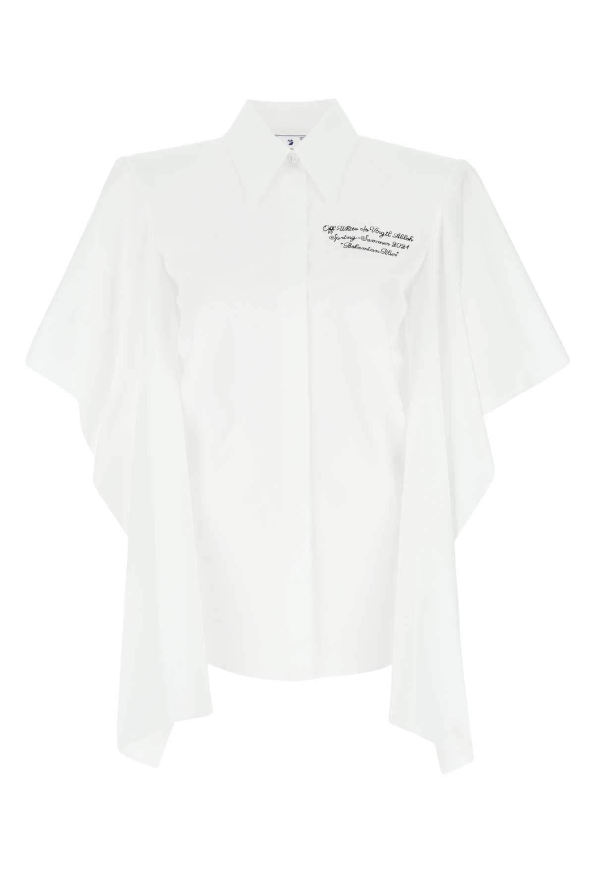Off-White c/o Virgil Abloh Cotton Text Embroidered Blouse in White - Lyst
