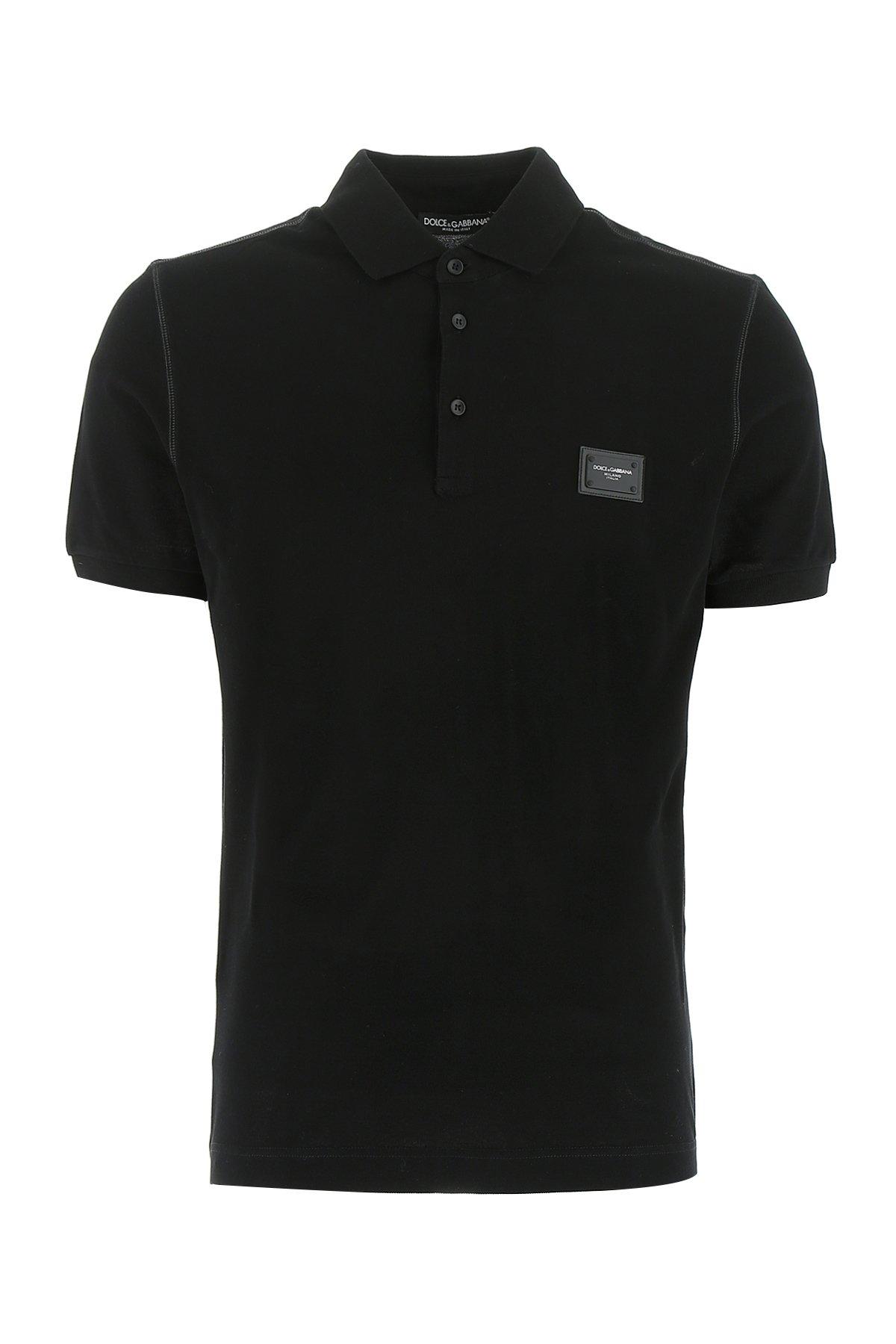 Dolce & Gabbana Cotton Classic Logo Plaque Polo Shirt in Black for Men ...
