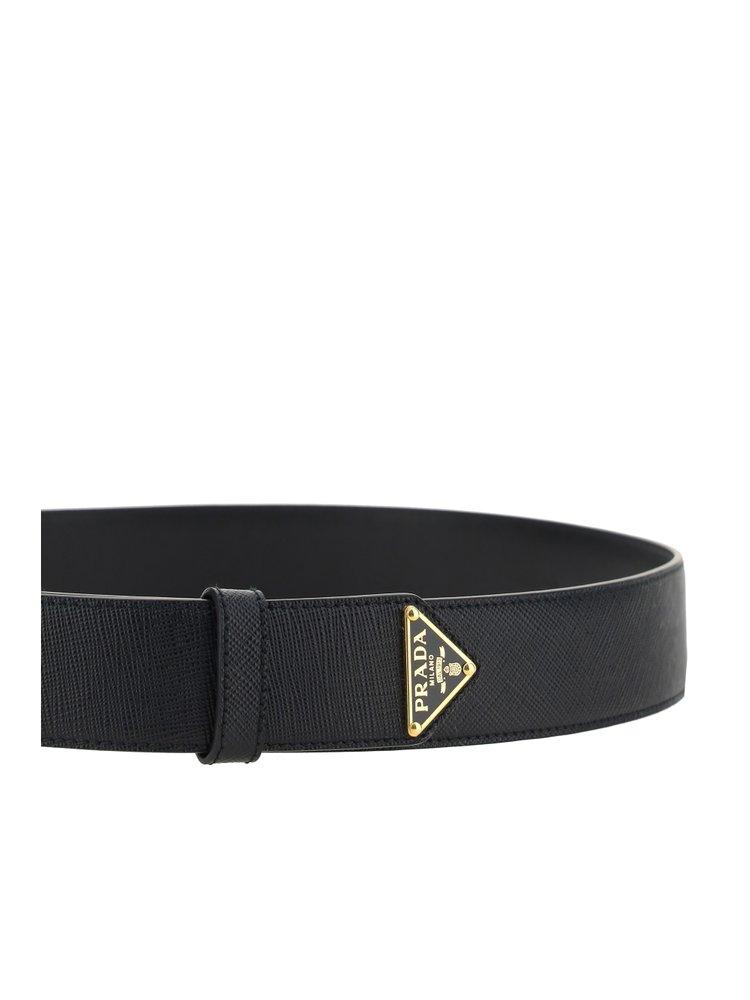Prada triangle-logo belt - White