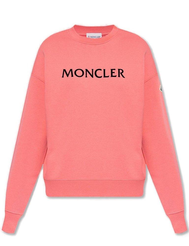 Moncler Logo Printed Crewneck Sweater in Pink | Lyst