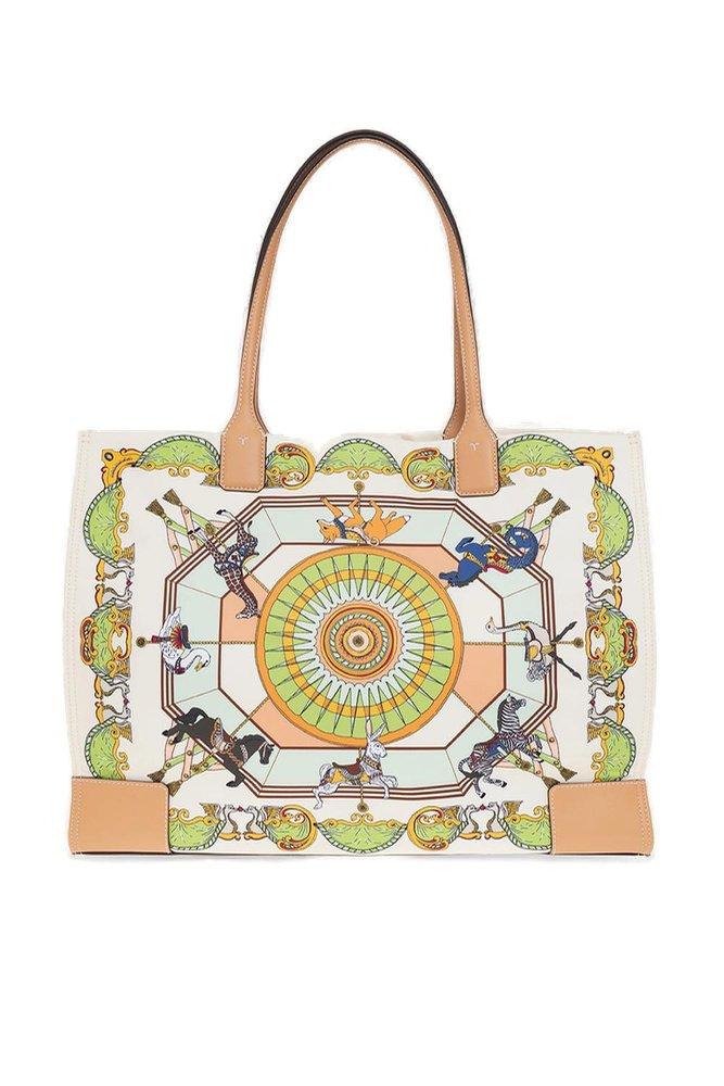 Tory Burch Ella Graphic Printed Tote Bag in White | Lyst