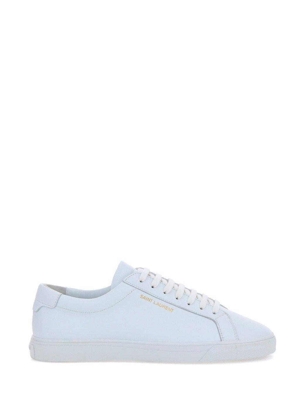 Saint Laurent Leather Andy Logo Low Top Sneakers in White - Lyst