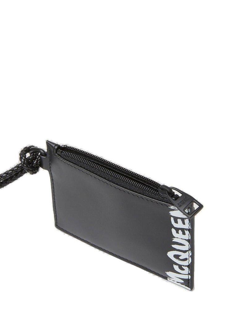Mens Accessories Wallets and cardholders Alexander McQueen Leather Logo Zipped Cardholder in Black for Men Save 18% 