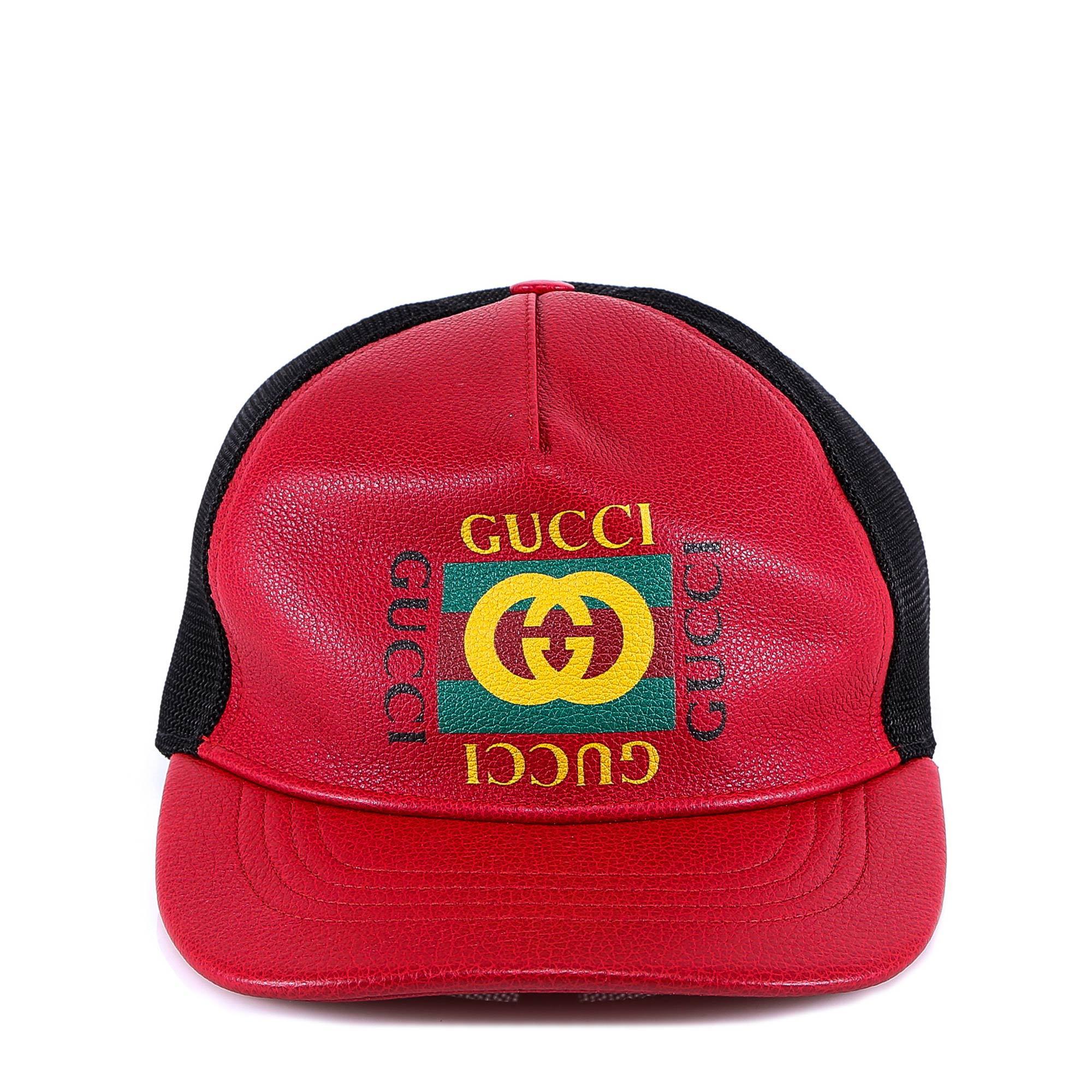 Gucci Leather Branded Baseball Cap in 