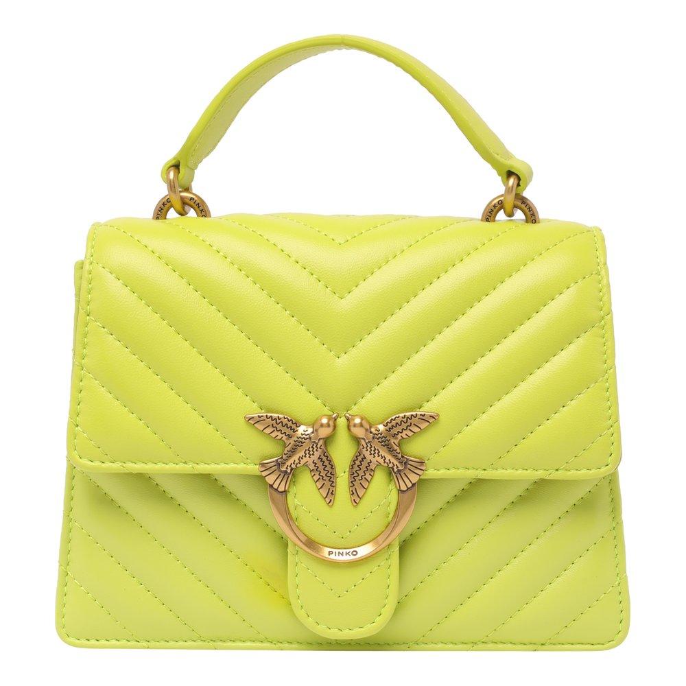 Pinko Logo Plaquequilted Shoulder Bag in Yellow Lyst