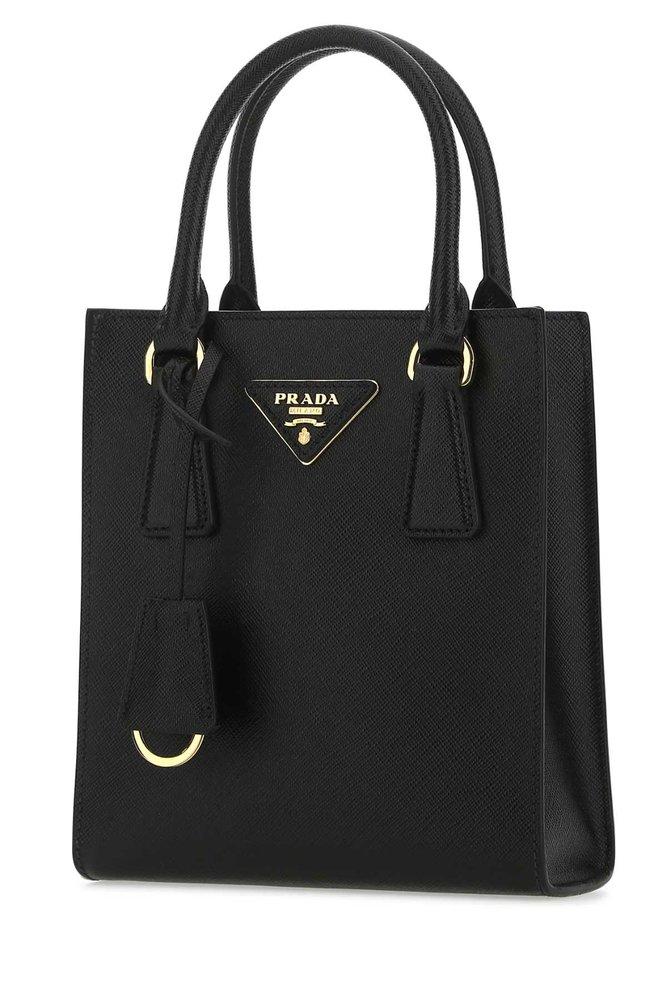 Prada Saffiano Logo Handbag in Black | Lyst