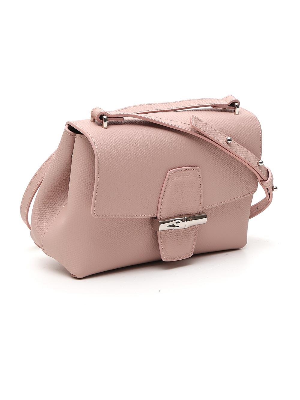 Roseau leather crossbody bag Longchamp Pink in Leather - 28524845