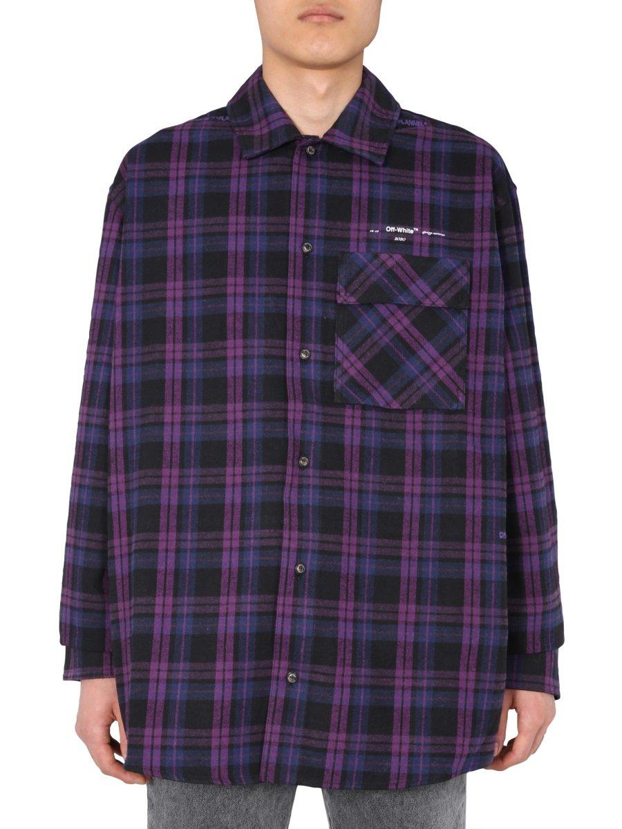 Off-White c/o Virgil Abloh Flannel Check Shirt in Purple for Men - Lyst