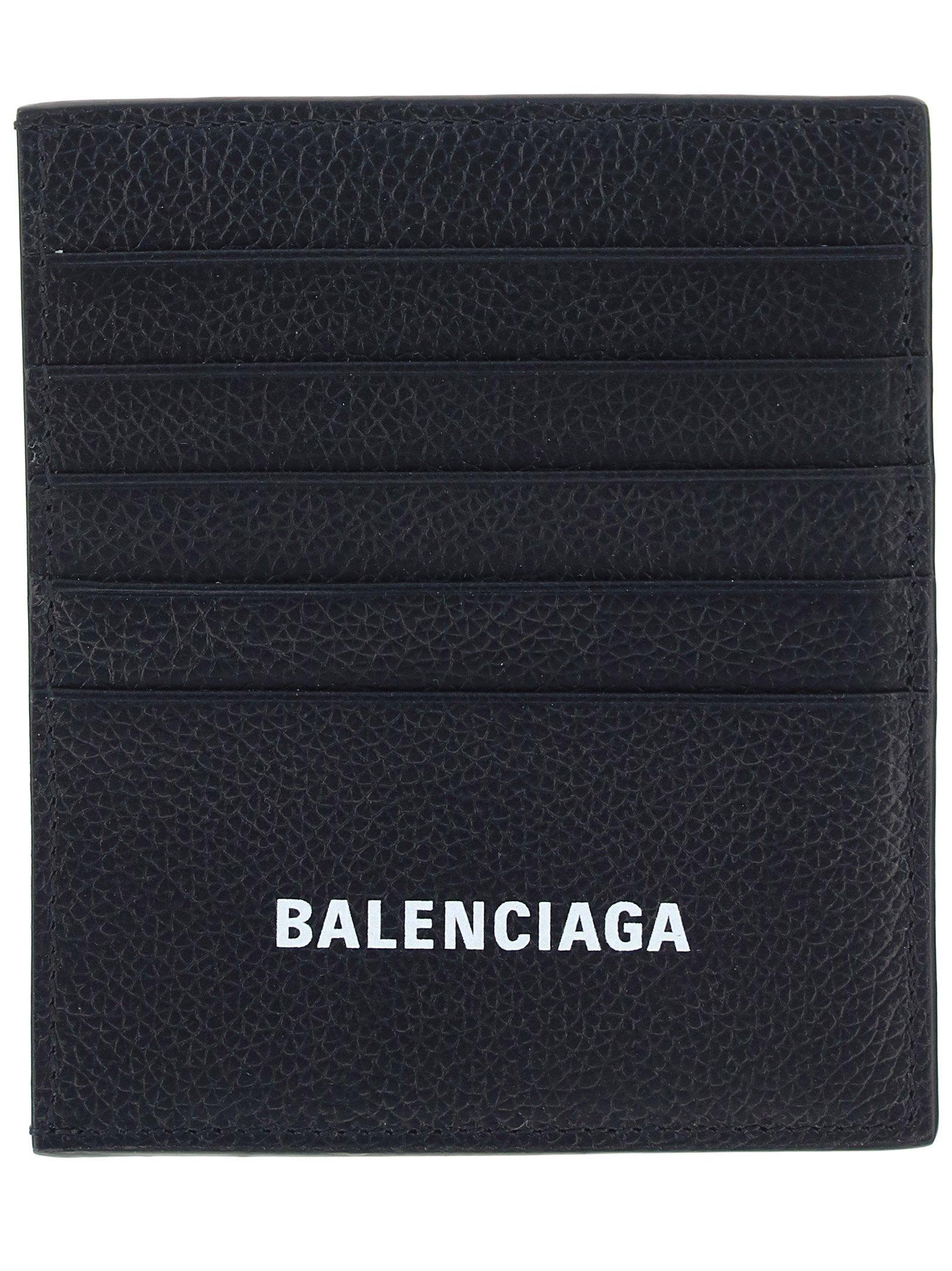 Balenciaga Leather Logo Card Holder in Black for Men - Lyst