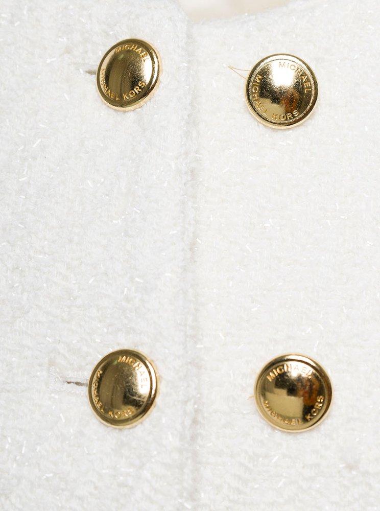 MICHAEL Michael Kors Cropped Jacket With Golden Buttons In Tweed in White |  Lyst