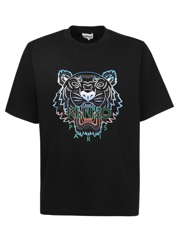 KENZO Tiger Embroidered Crewneck T-shirt in Black for Men | Lyst