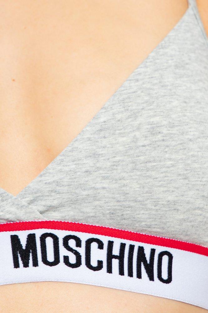 Moschino Logo-Print Triangle Bra - Black