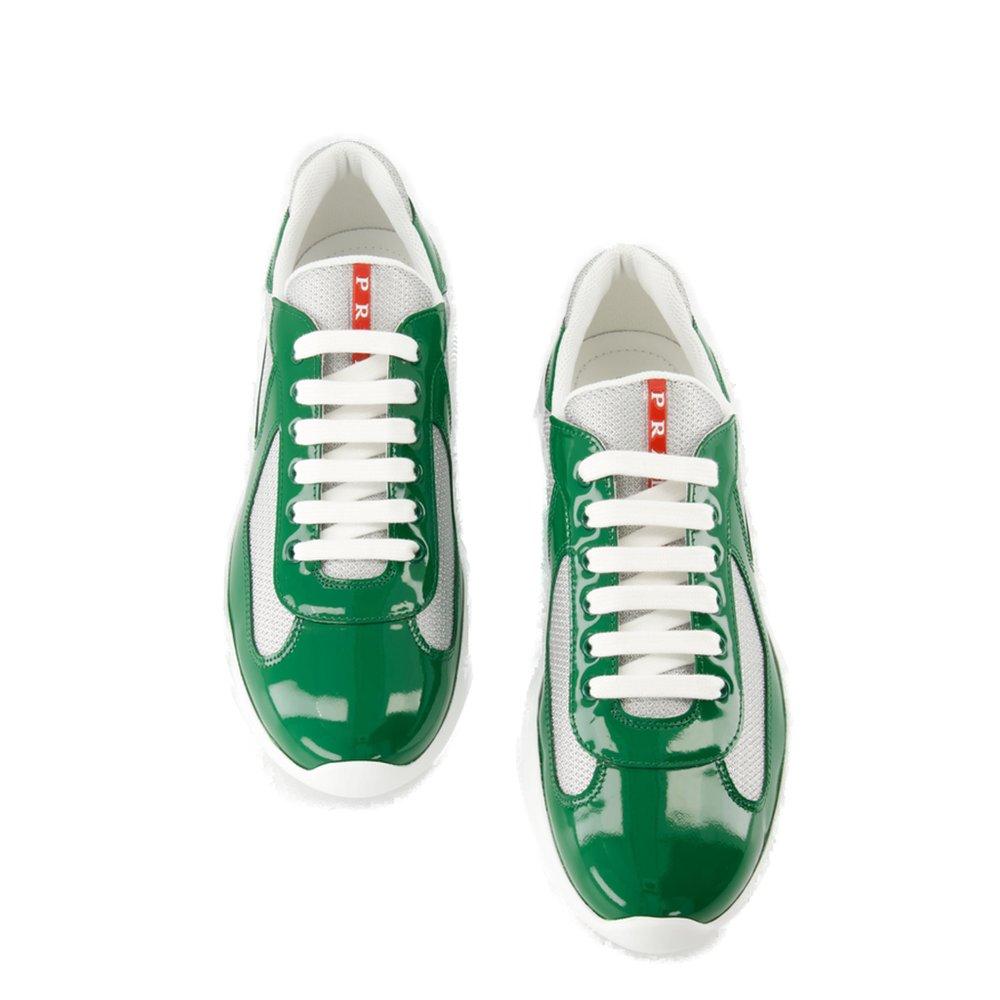 Prada America's Cup Lace-Up Sneakers in Green for Men | Lyst