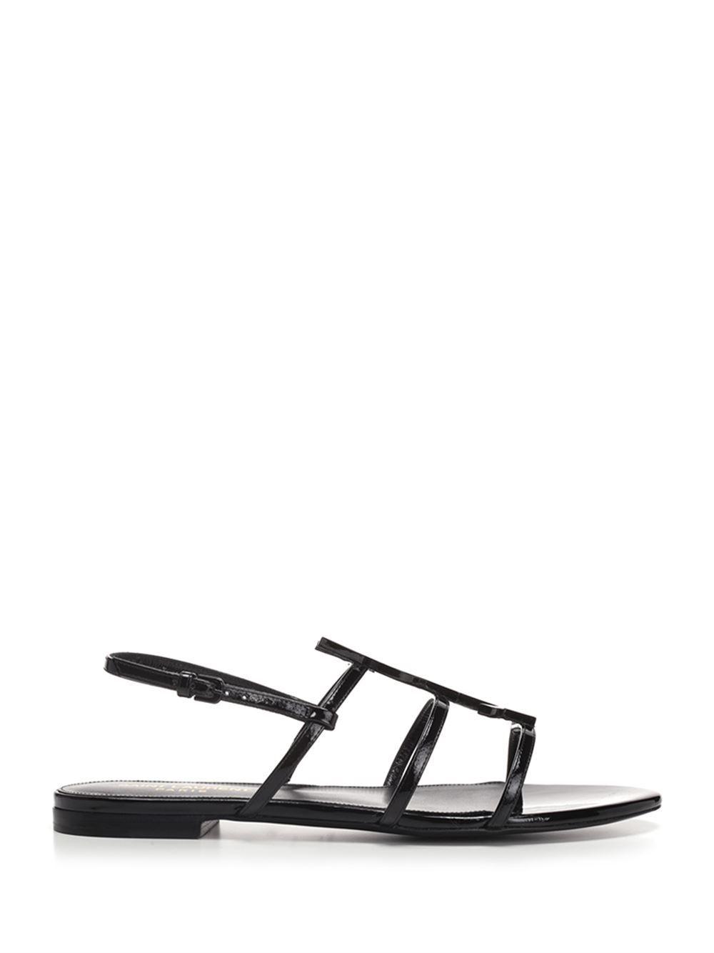 Saint Laurent Cassandra Patent Leather Slingback Sandals in Silver (Black) - Save 60% - Lyst