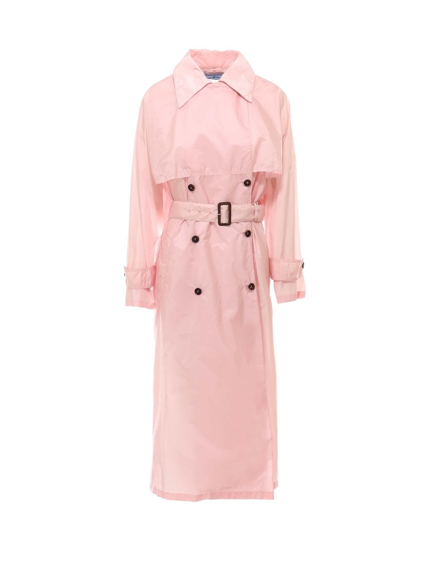 Prada Synthetic Belted Trench Coat in Pink - Lyst