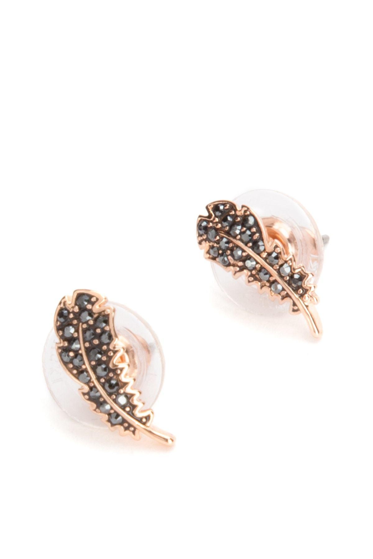 Swarovski Naughty Pierced Feather Earrings in Black Lyst