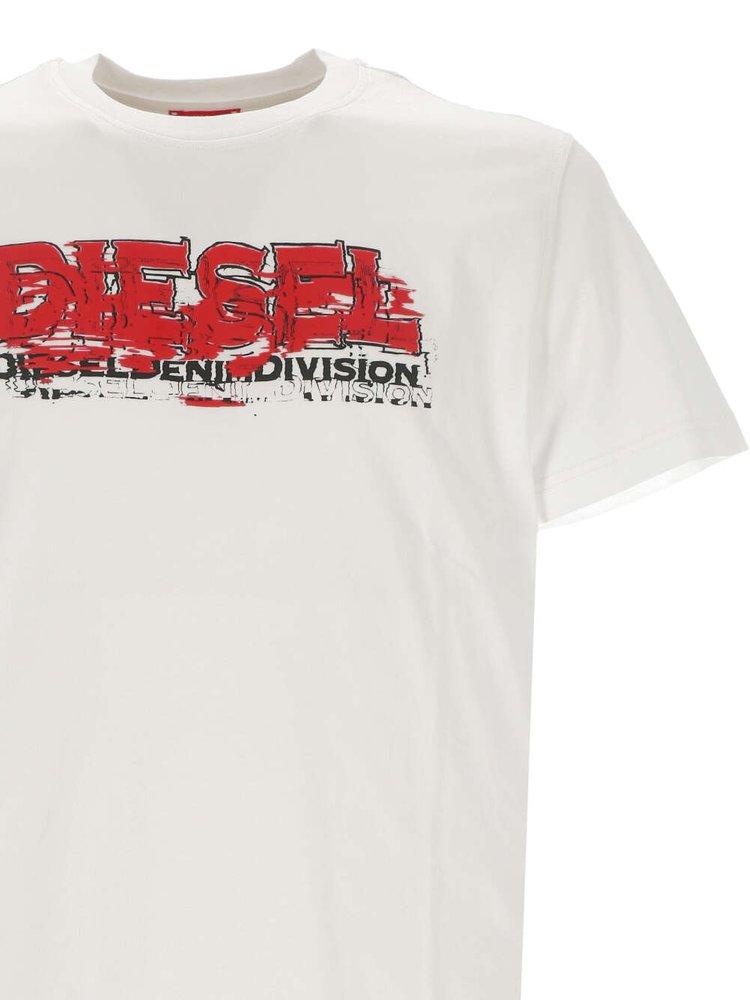 DIESEL Logo Printed Crewneck T shirt in White for Men Lyst