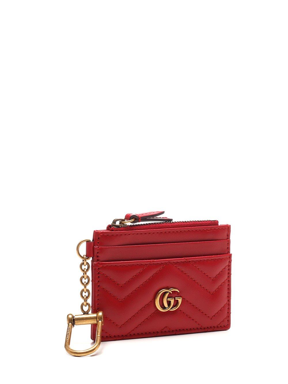 Gucci GG Marmont Key Chain Wallet in Red