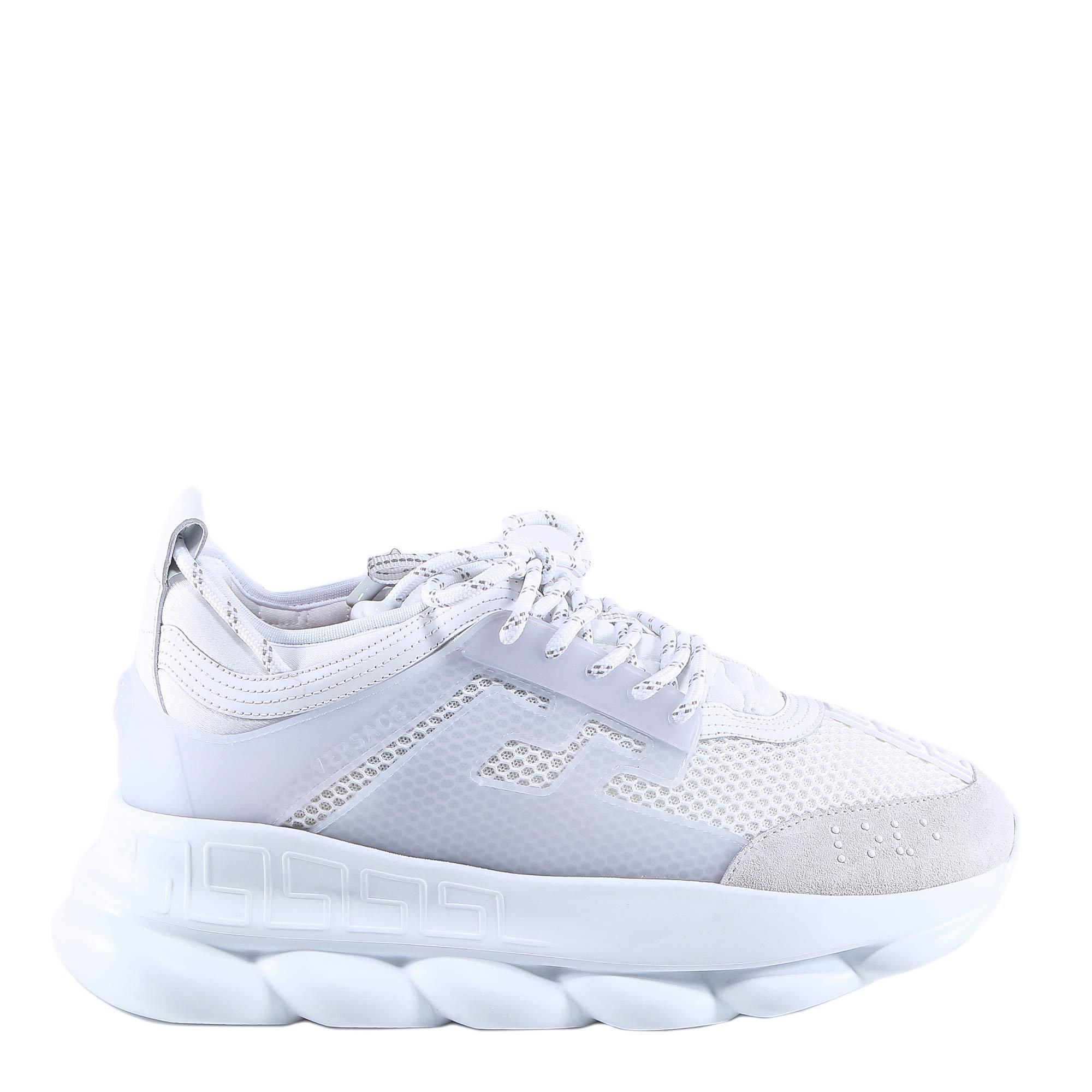 Versace Leather Chain Reaction Chunky Sole Sneakers in White for Men - Lyst